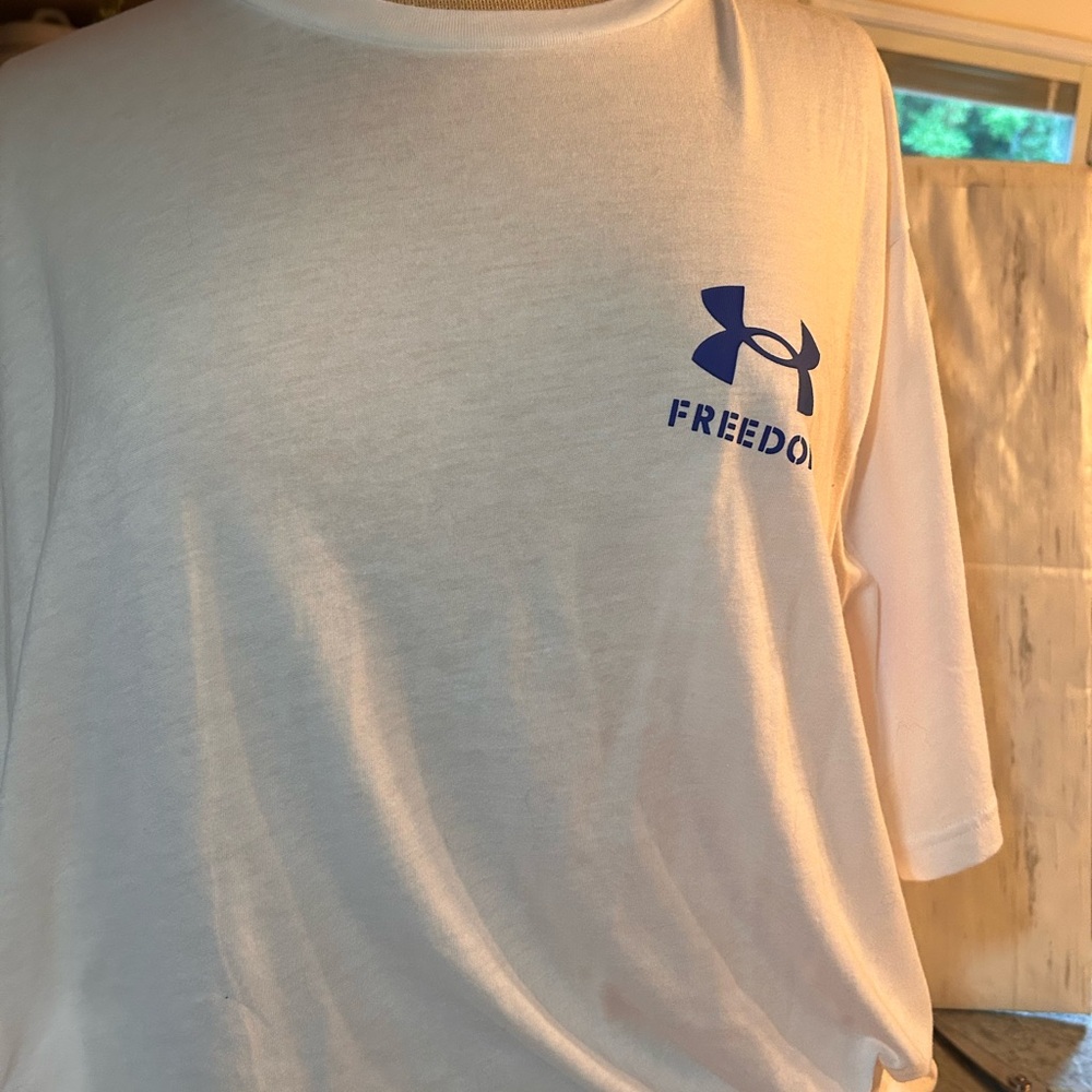 Under Armour White Tee with Blue Logo SKU3